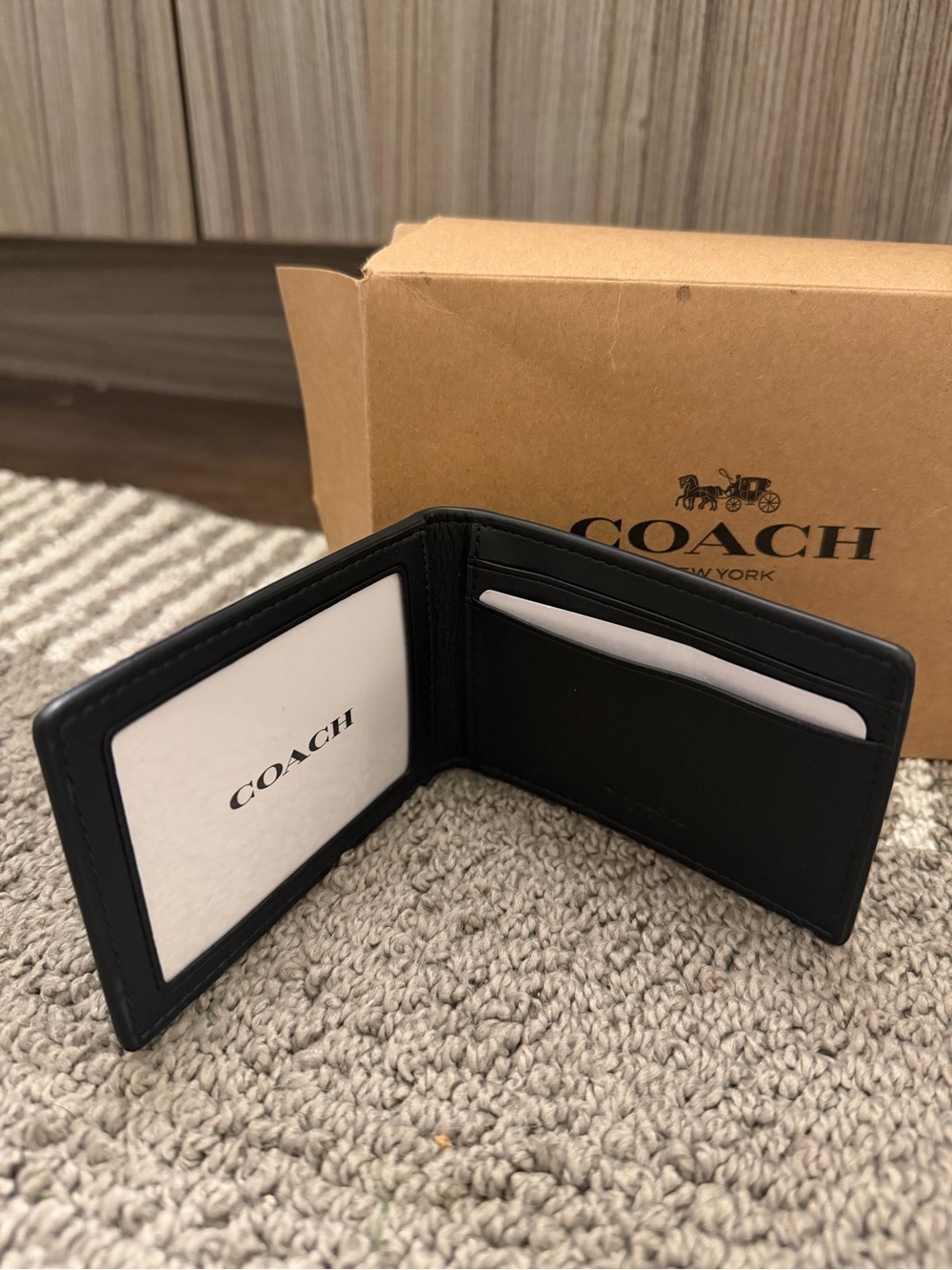 Coach Black Leather Men's Card & ID Wallet